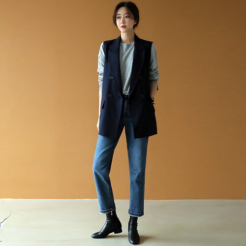 中长款双排扣韩版西服马甲女坎肩