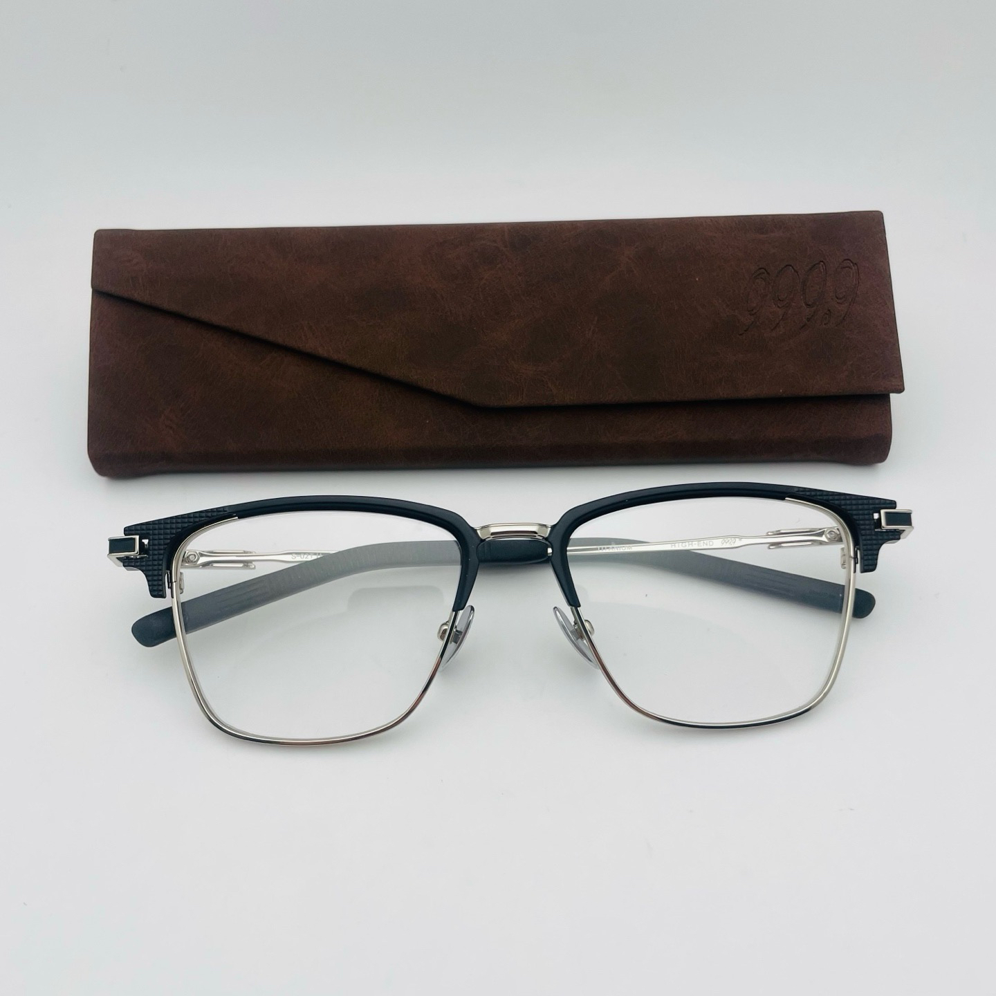 新款设计款日本手工方形半框眉框镜架舒适轻便近视可配镜文艺复古