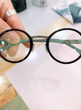 新款无螺丝眼镜德国设计牛牛icberlin眼镜薄钢超轻眼镜复古圆框架