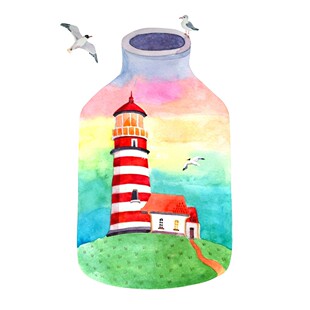 A897小房子建筑水彩小动物手绘儿童画插画绘画图片参考美术素材