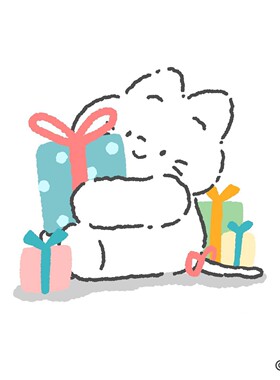 A77卡通插画素材小猫咪简约手绘画画参考图片素材手账设计参考图