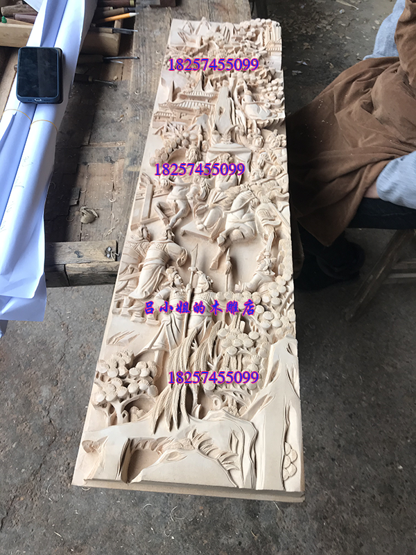 东阳木雕浮雕定做柜门门板刘备招亲纯手工深雕立体玄关背景图椴木