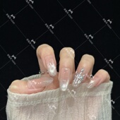 L93 气质裸色追光猫眼镶钻设计拼搭穿戴甲