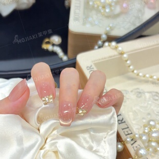 气质猫眼纯手工冰透渐变穿戴甲 时尚 月落星河