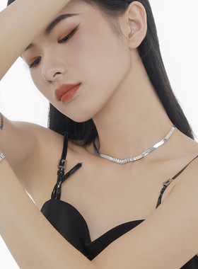 PREDAMS 创意小众设计师款925纯银潮流时尚ins风百搭蛇骨锆石项链