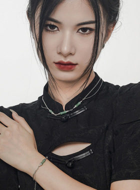 PREDAMS 创意小众设计师款S925纯银新中式东陵玉国风竹子项链