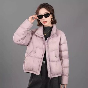 文艺范立领休闲宽松90白鸭绒羽绒服女韩版拉链时尚面包服保暖外套