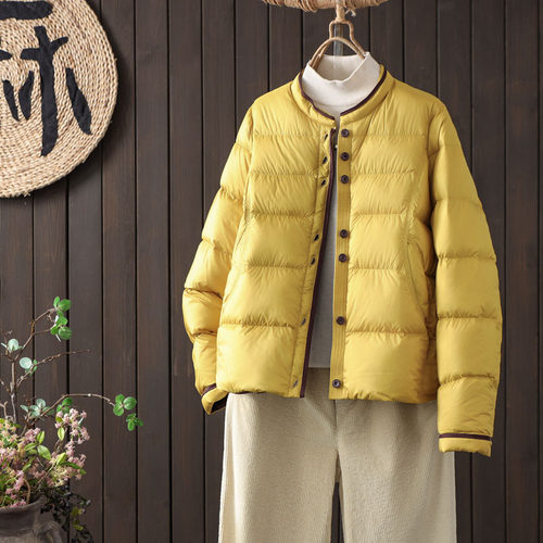 韩版圆领90白鸭绒轻薄羽绒服外套