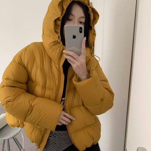 连帽羽绒服小个子短款面包服外套