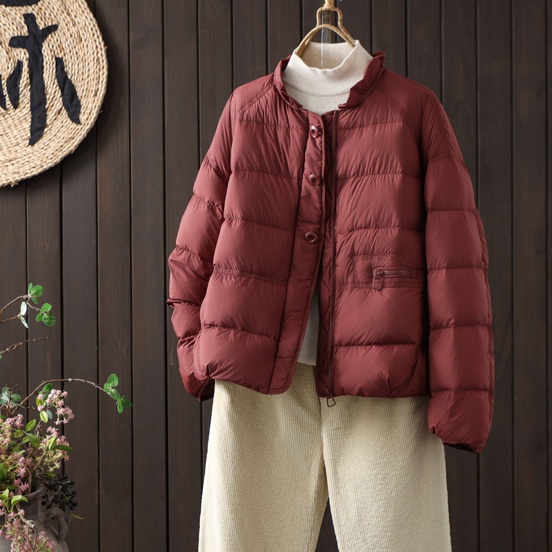 木耳领90白鸭绒轻薄羽绒服短外套