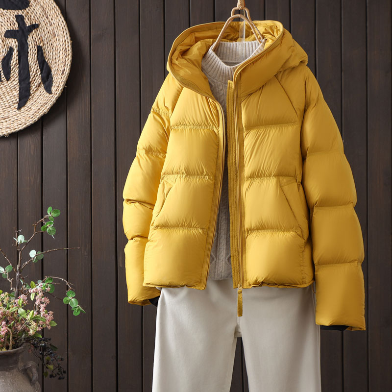 短款羽绒服白鸭绒连帽面包服外套