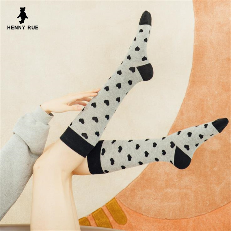 潮袜爱心女士防滑长筒袜