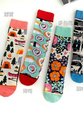 特价！HENNY RUE 日系可爱卡通棉质手工缝头潮袜女士中筒短袜子