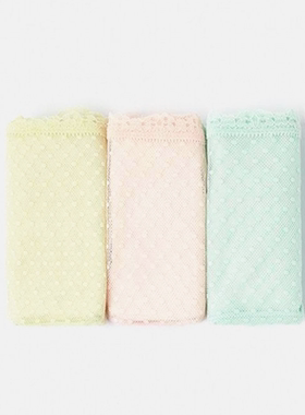 特价！3条盒装西班牙糖果色网纱超薄透明性感蕾丝低腰女士T字内裤