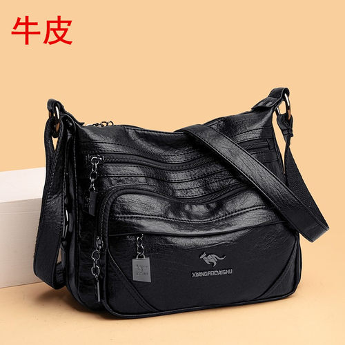 真皮牛皮包单肩斜挎包中年妈妈包