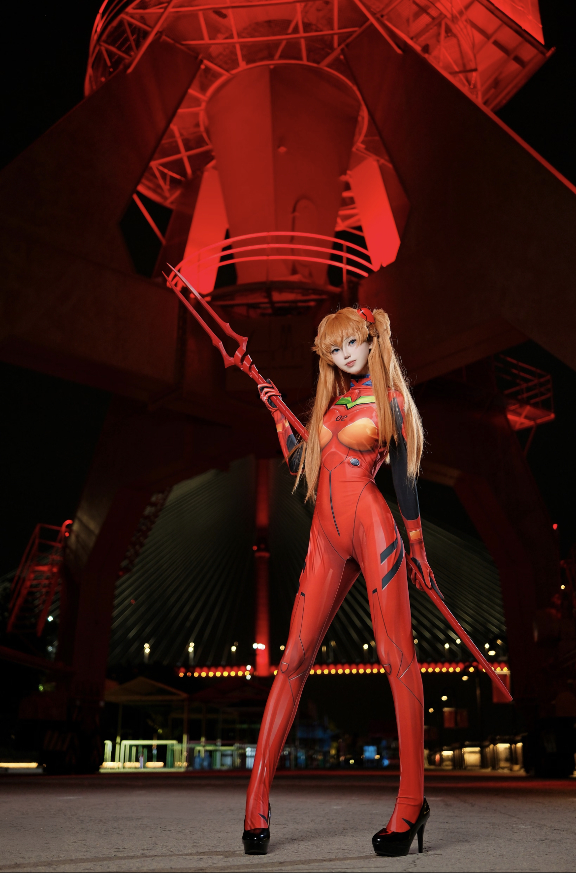 明日香新世界福音战士EVAcos动漫扮演服装儿童大码紧身连体衣