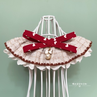 秋冬新品宠物蝴蝶结圣诞新年红色围脖猫咪狗狗口水巾领结原创围脖