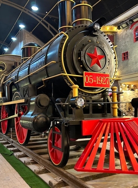 大型复古怀旧老式火车头摆件