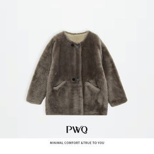 【潘文青补贴】 短款圆领纽扣款皮毛一体 40915