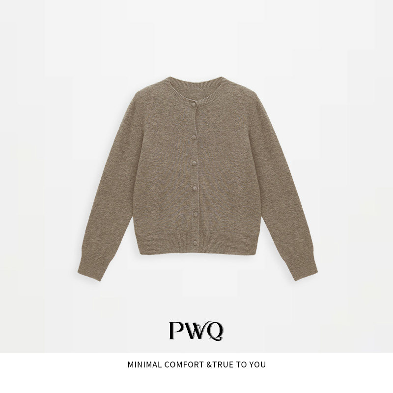 【法式衣橱】上衣100绵羊毛圆领长袖单排扣羊毛衫WX-25111314-DZ