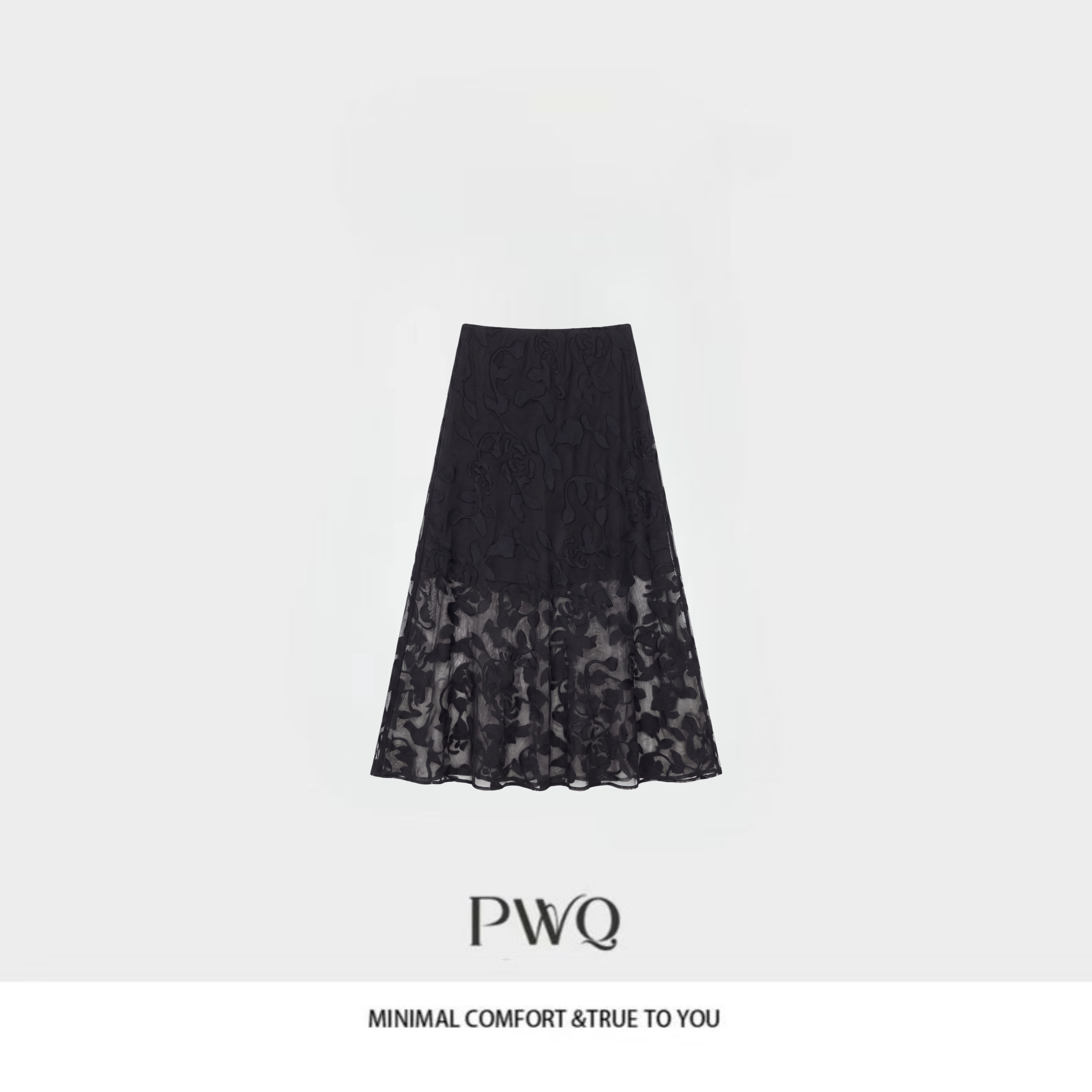 半身裙提花灵动显瘦鱼尾裙黑色蕾丝LLSQ-26041959-CS-2