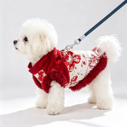 秋冬加绒狗狗新年唐装棉服
