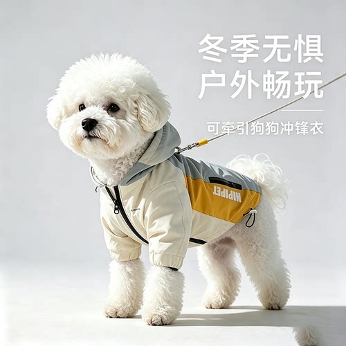 中小型犬撞色两脚冲锋衣春秋冬