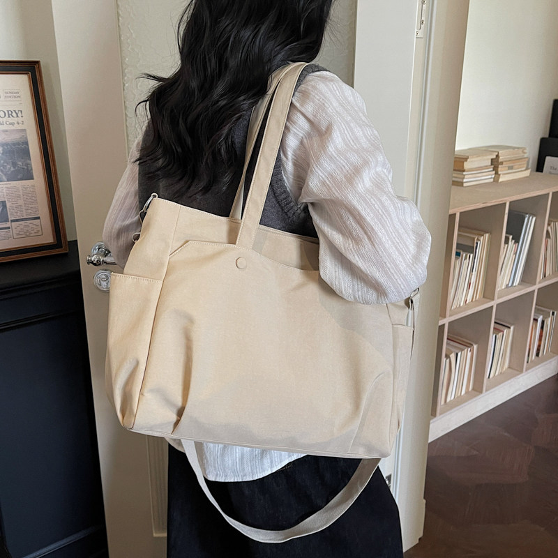 2026新款简约休闲帆布包女大容量单肩托特包百搭通勤学生党手提包