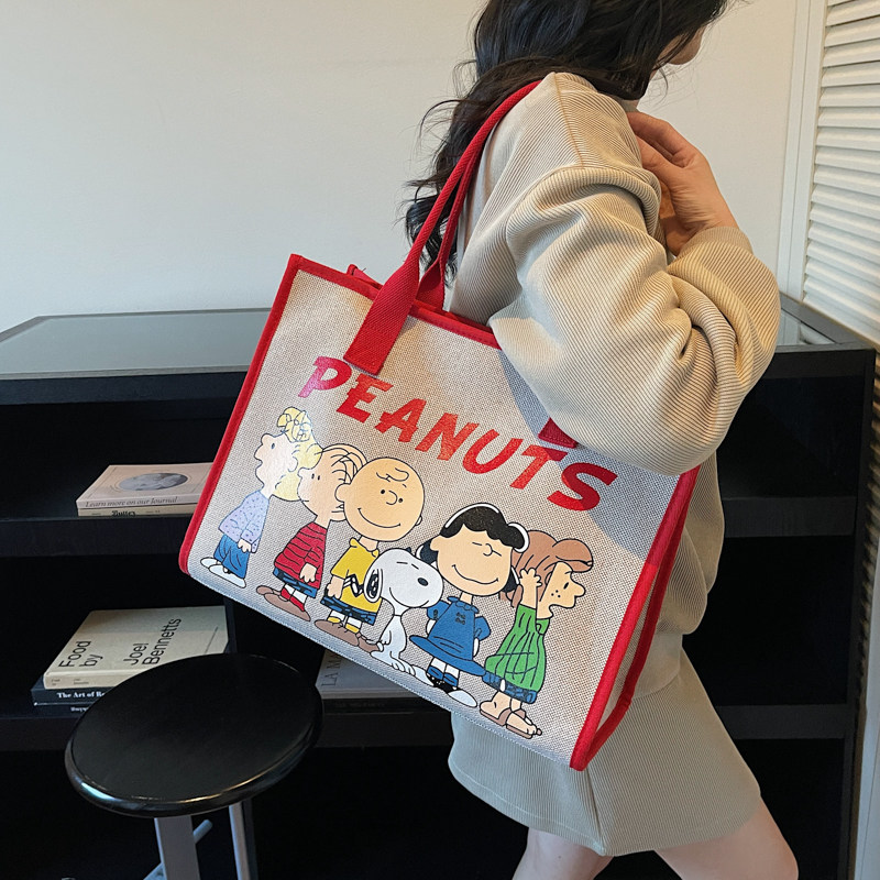 卡通可爱史努比妈咪包包女2026新款大容量托特包学生党通勤手提袋