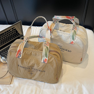 外出小型轻便短途手提包托特单肩出差包女士旅行包韩版帆布收纳包