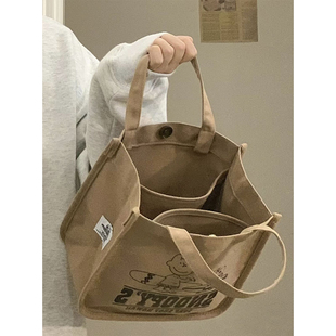 多隔层小巧母婴包2025新款迷你帆布手提便当包外出带娃卡通妈咪包