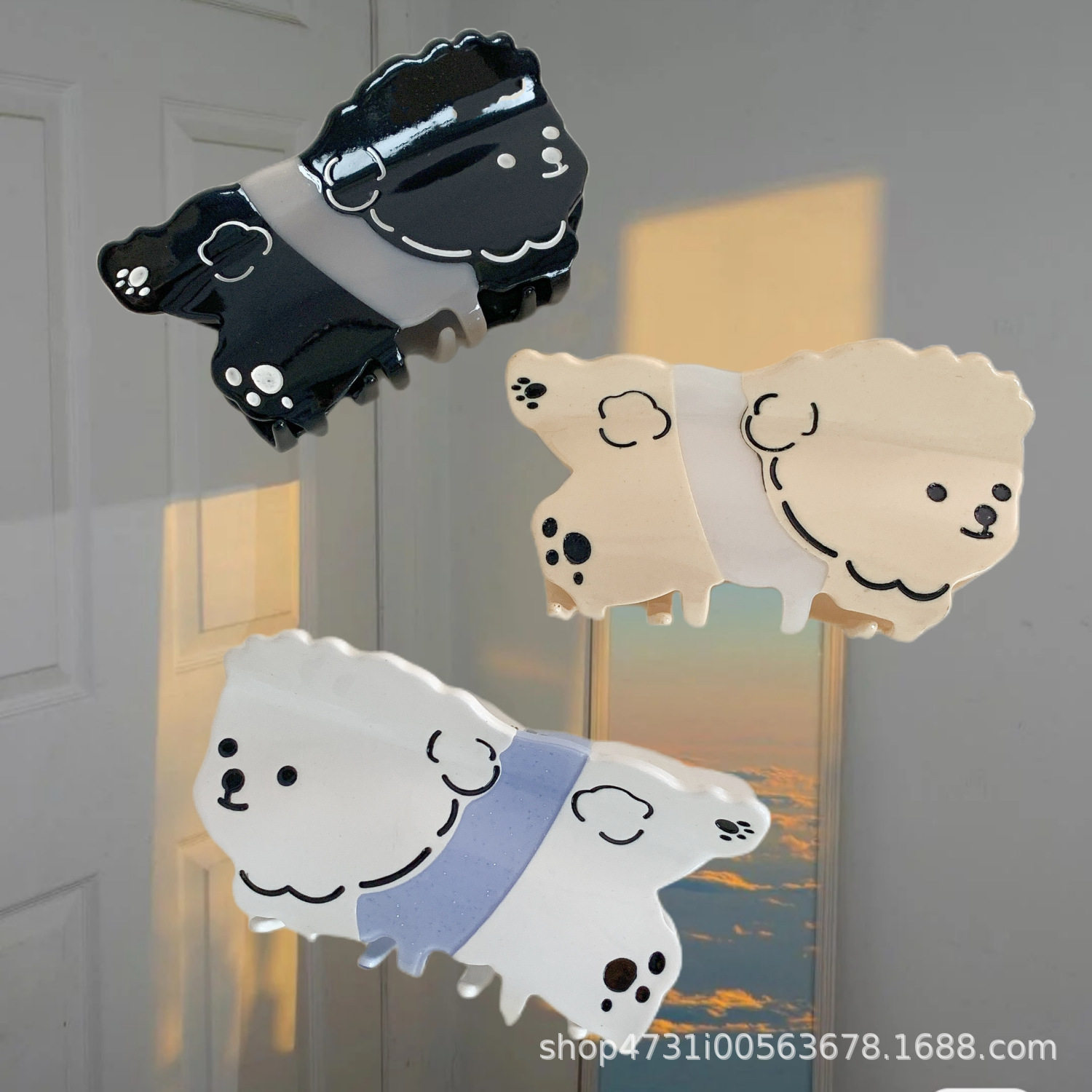 设计款发夹泰迪狗狗高颜值卡通抓夹Teddy宠物盘发大号小众鲨鱼夹