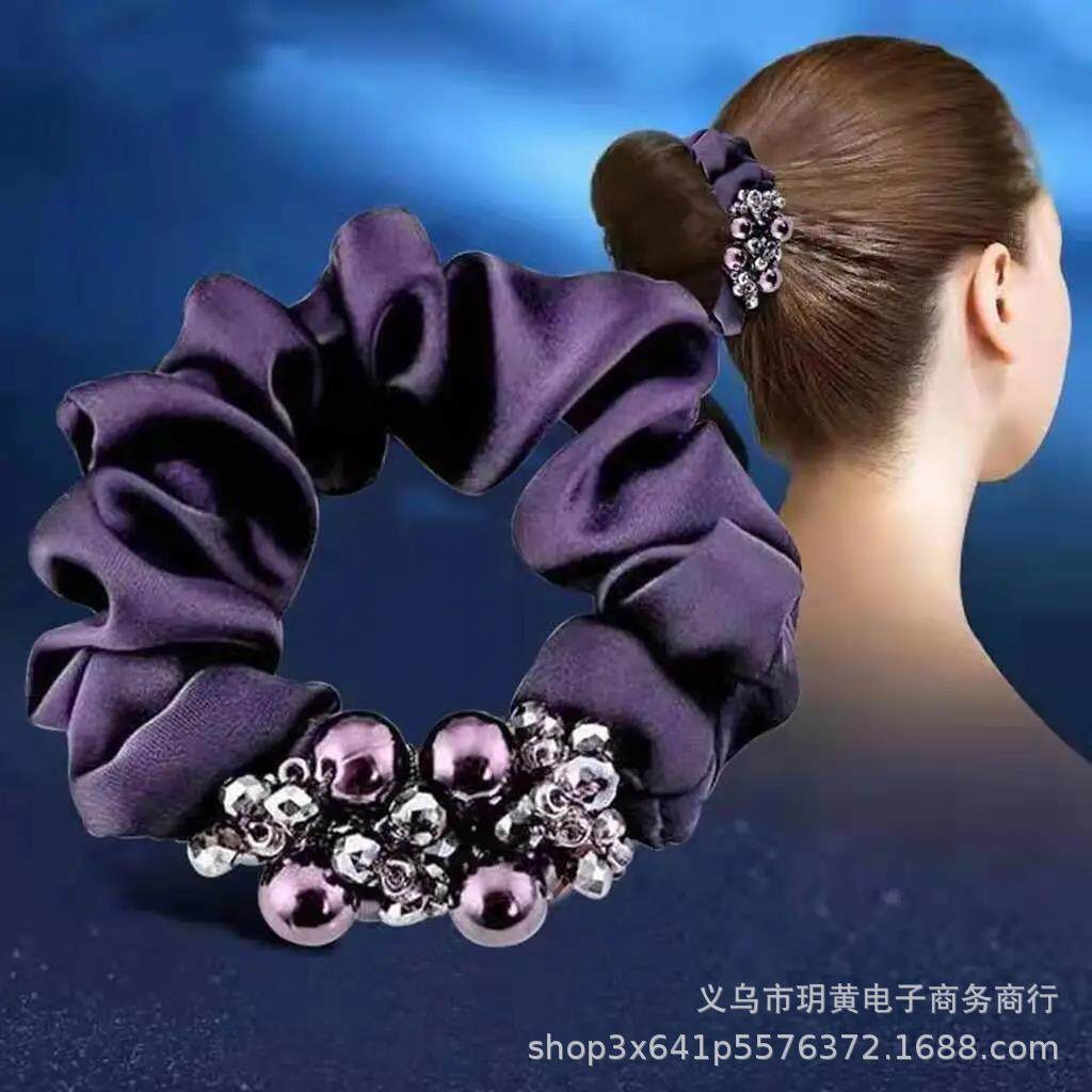 扎头绳高档发圈淑女韩国加粗高弹力耐用简约气质水钻珍珠网红发绳