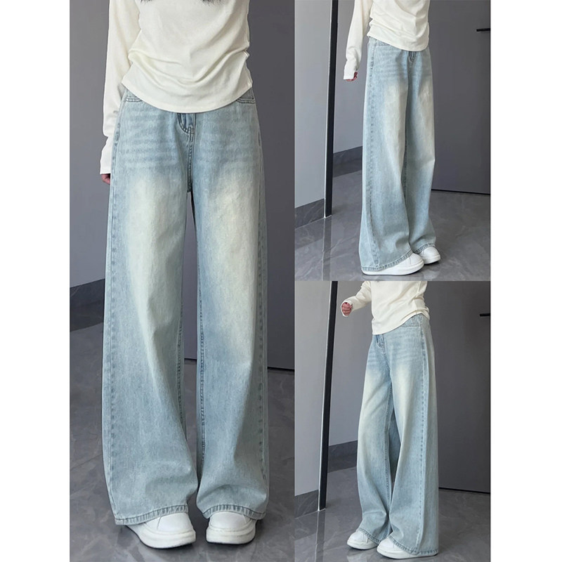 高品质直筒阔腿裤秋装加绒裤子