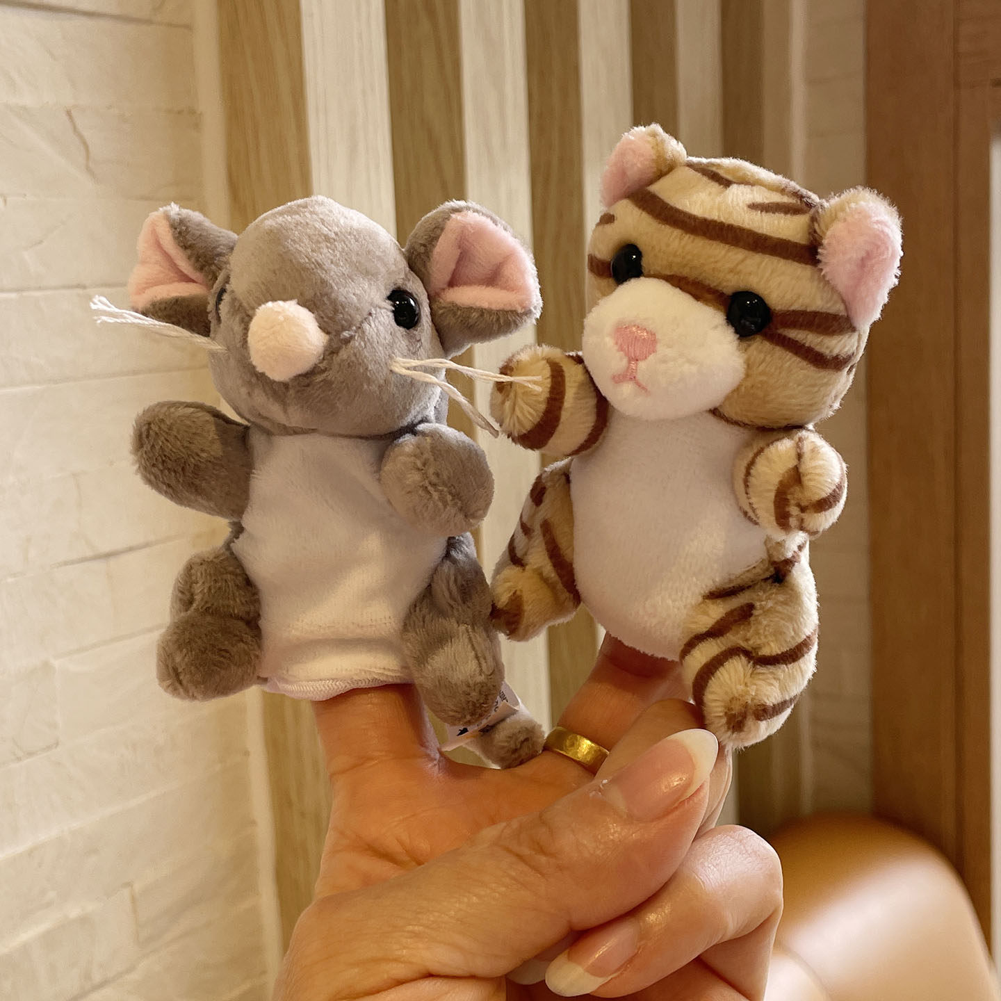 可爱猫和老鼠小号指偶毛绒动物手指偶玩具儿童安抚玩偶手偶公仔