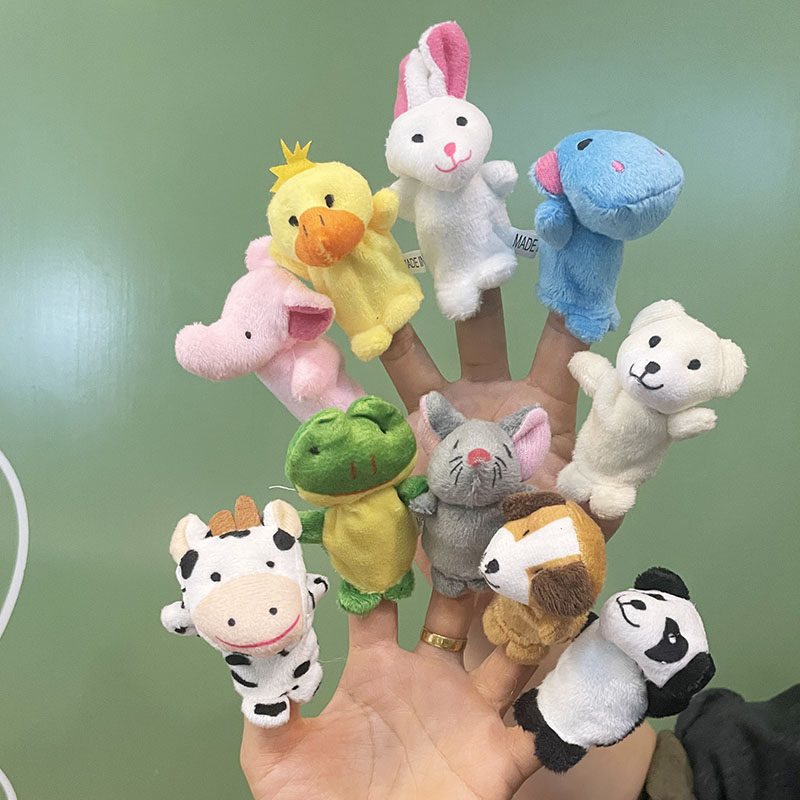 新款动物指偶小猪卡通手指玩偶讲故事表演娃娃兔兔幼儿园宝宝安抚