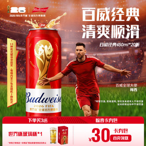 百威经典红罐啤酒450ml*20听