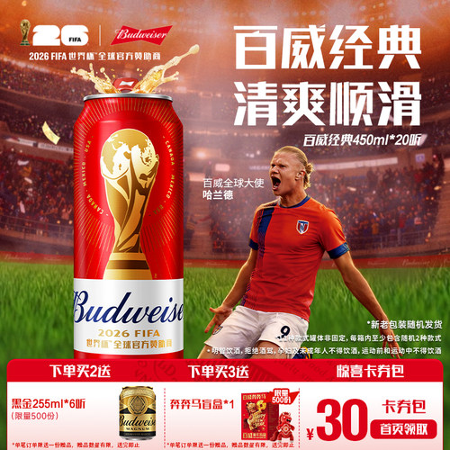 百威经典红罐啤酒450ml*20听