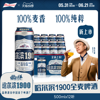 哈尔滨1900全麦啤酒500ml×12听