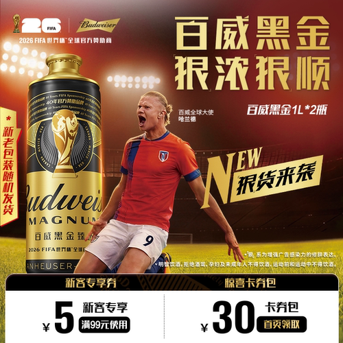 百威黑金臻选精酿啤酒1L*2瓶