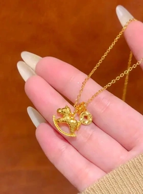 爆闪碎冰冰凌波小马吊坠项链女秋冬高级感轻奢小众长款毛衣链饰品