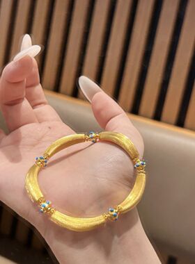 金店同款青花拉丝珐琅弯管手镯新中式国风轻奢送女友生日礼物饰品