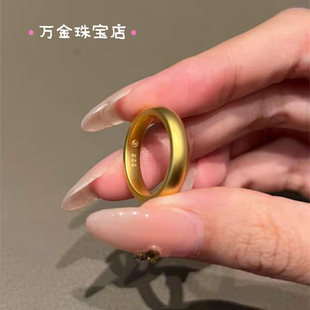 古法素圈戒指高品质泥鳅背戒指女仿真金情侣款对戒送女友婚礼饰品