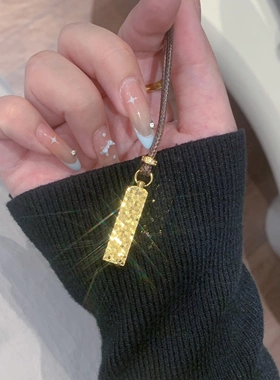 高品质实心小金柱项链时尚轻奢