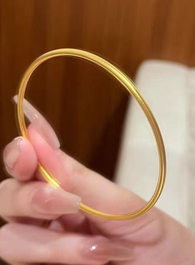 2mm极细古法手镯极简风百搭仿真磨砂素圈纯实心手镯送闺蜜不掉色