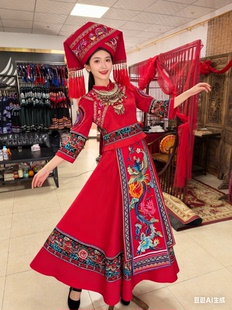 少数民族婚服 壮族服饰红色套装凤服好面料刺绣抗皱回娘家服装