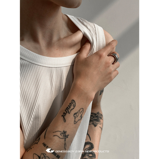 GENESISBOY 3/4 20:00 夏季纯色内搭冰丝垂感背心短袖T恤男女款