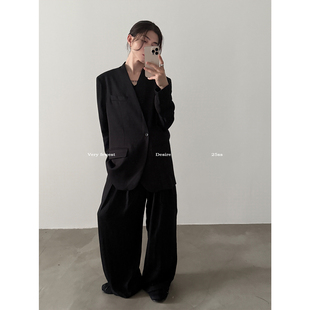 外套高级松弛感西服套装 软糯纯棉V领垫肩廓形西装 FEWEST VERY