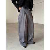 FEWEST 小众时髦纽扣门襟阔腿西装 长裤 VERY 设计感多褶皱休闲裤