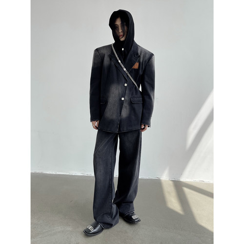 小众廓形秋季休闲水洗西装套装